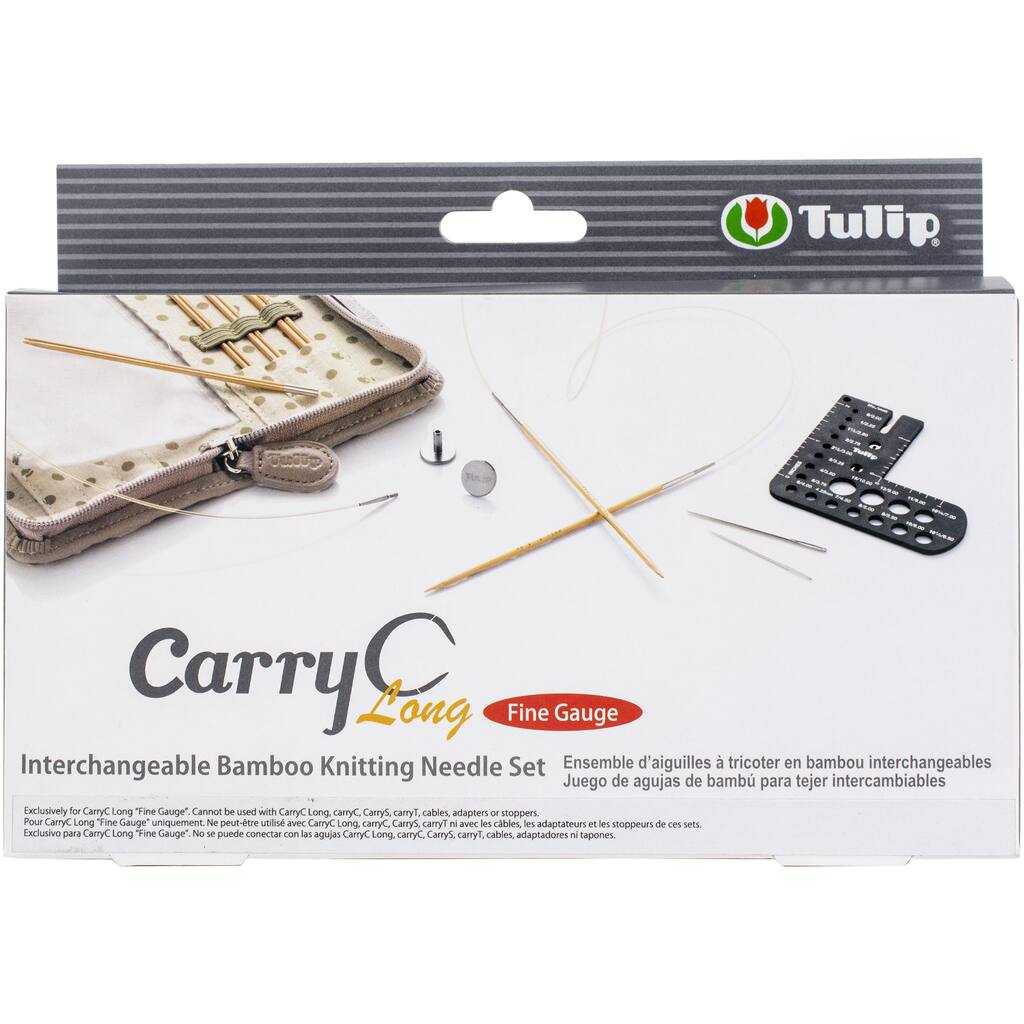Tulip Carry C Interchangeable Bamboo Knitting Needle Set-Long Fine Gauge 